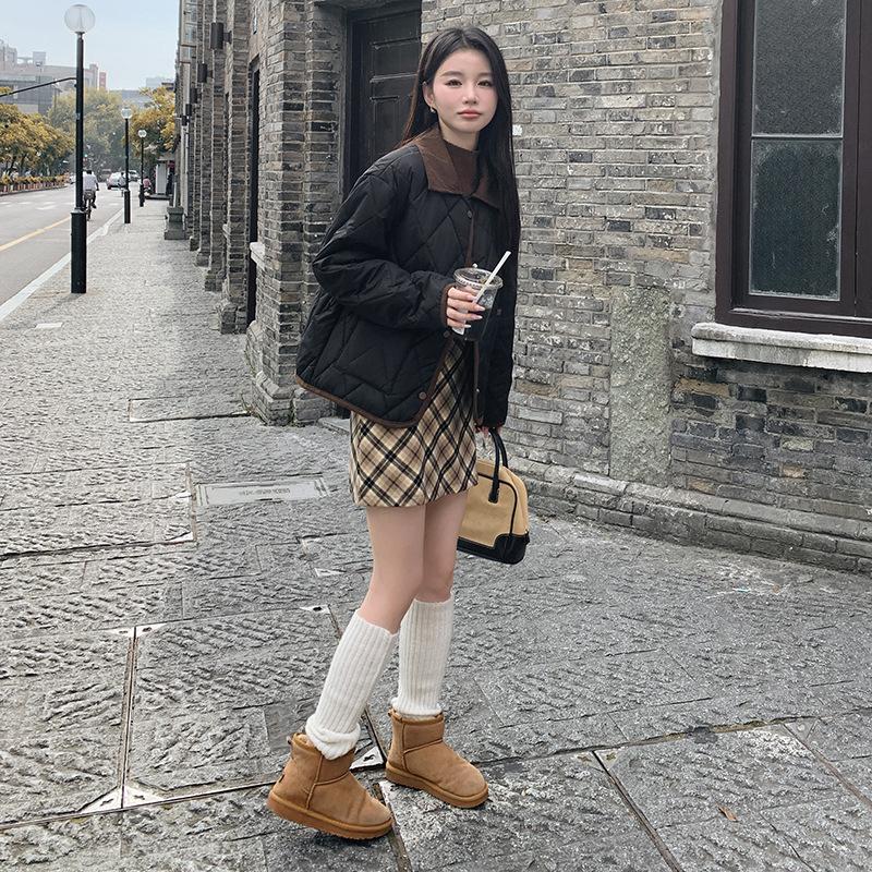 Autumn and winter fashion button light cotton clothes women's Korean short lapel top sewn cotton coat