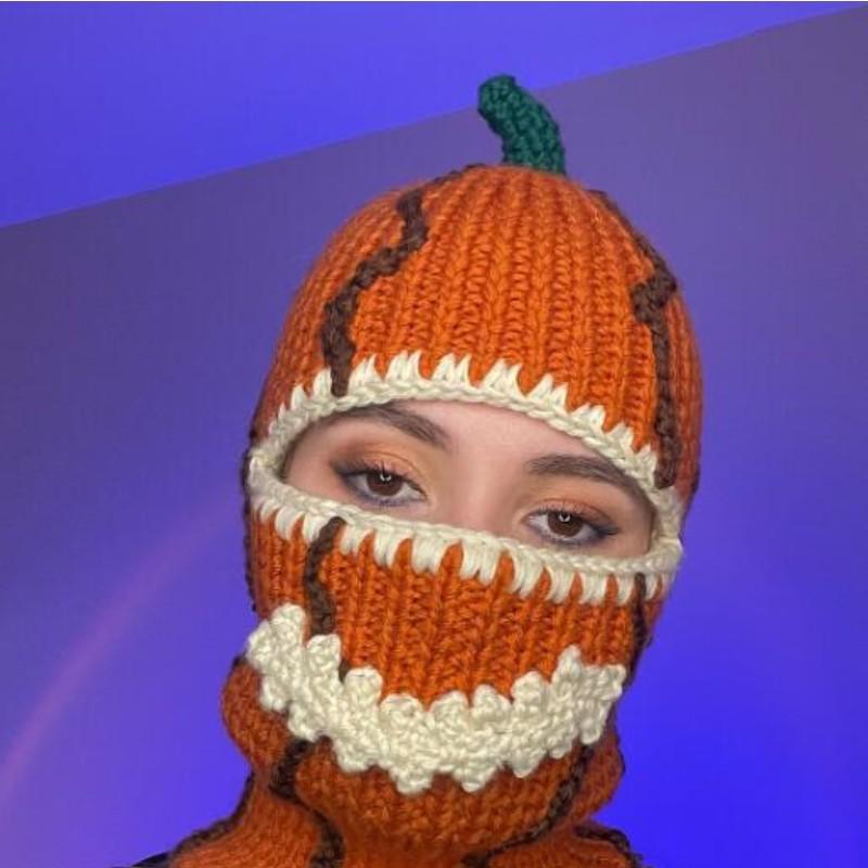 Handmade Knitted Cat Ear Pullover Hat Autumn and Winter Striped Cute Woolen Hat