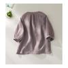 Summer Cotton Linen Artistic Loose Round Neck Shirt Top for Women