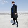 Мужское однотонное шерстяное пальто, свободный повседневный мужской тренчкот средней и длинной длины.