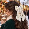 Декоративная заколка-бант для Рождества Плюшевая заколка для волос Женская Снежинка Дерево Двойные мягкие ленты Заколка Праздничный аксессуар для праздника Вечеринки И Повседневной носки