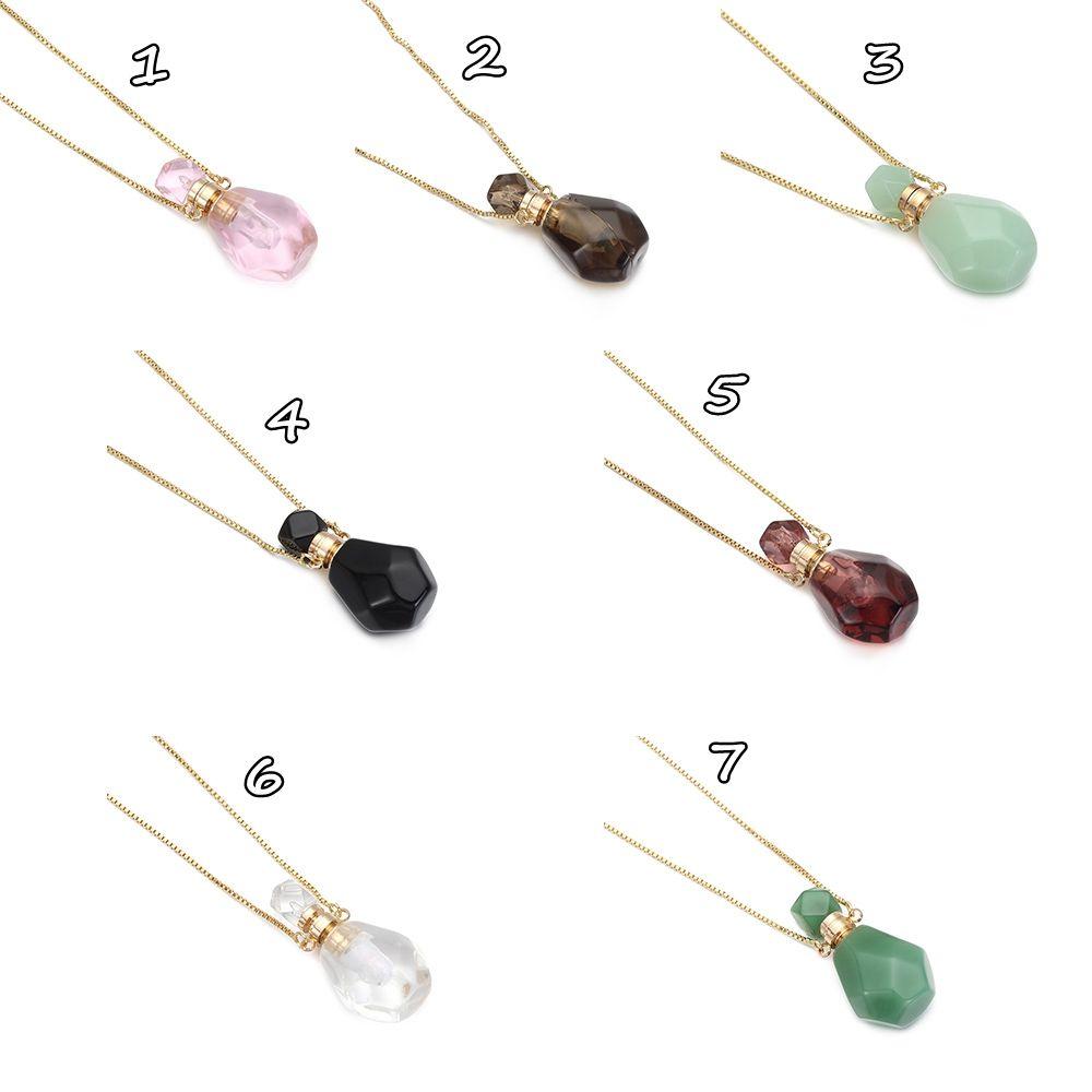 Форма капли воды масляный диффузор флакон флакон духов кулон натуральный камень ожерелье ювелирные изделия подарок