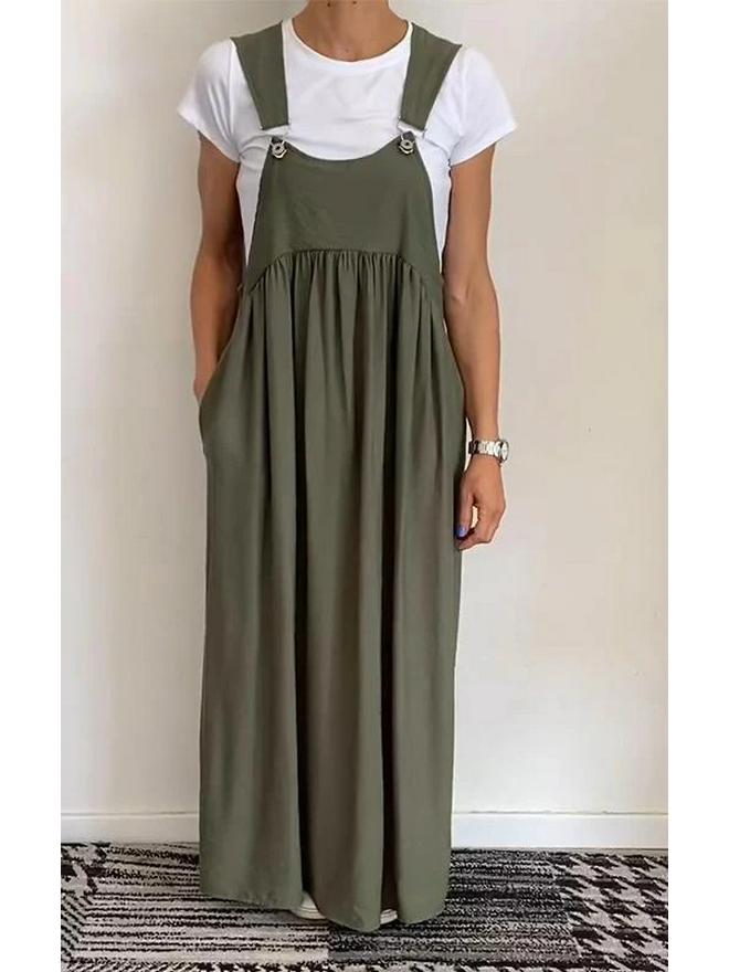 Летнее женское длинное платье-камисоль из хлопка и льна 2025