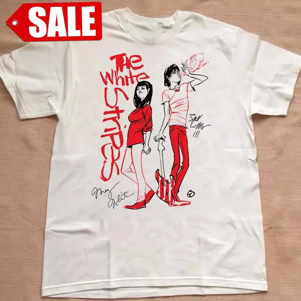 Футболка унисекс с автографом группы The White Stripes, полный размер S-5XL