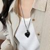 Irregular Heart Pendant Necklace For Women Girls Sweet Adjustable Pull-Out Sweater Chain Jewelry Accessories Gifts