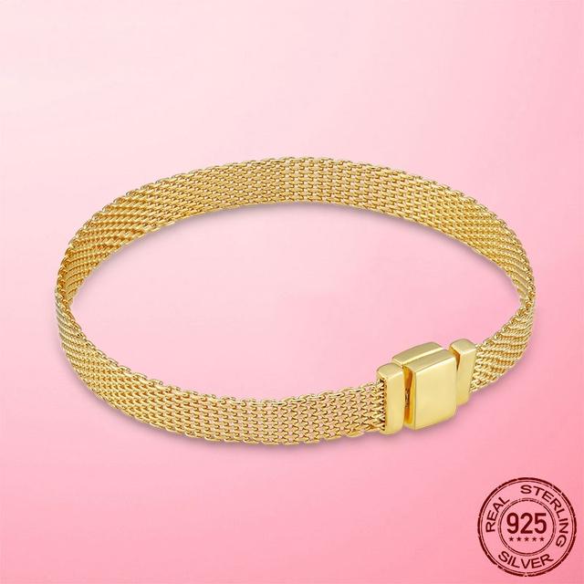 Bracelet 925 Silver & Rose Gold Cubic Zircon Clasp Reflection Bracelet for Women Bracelet Silver Jewelry