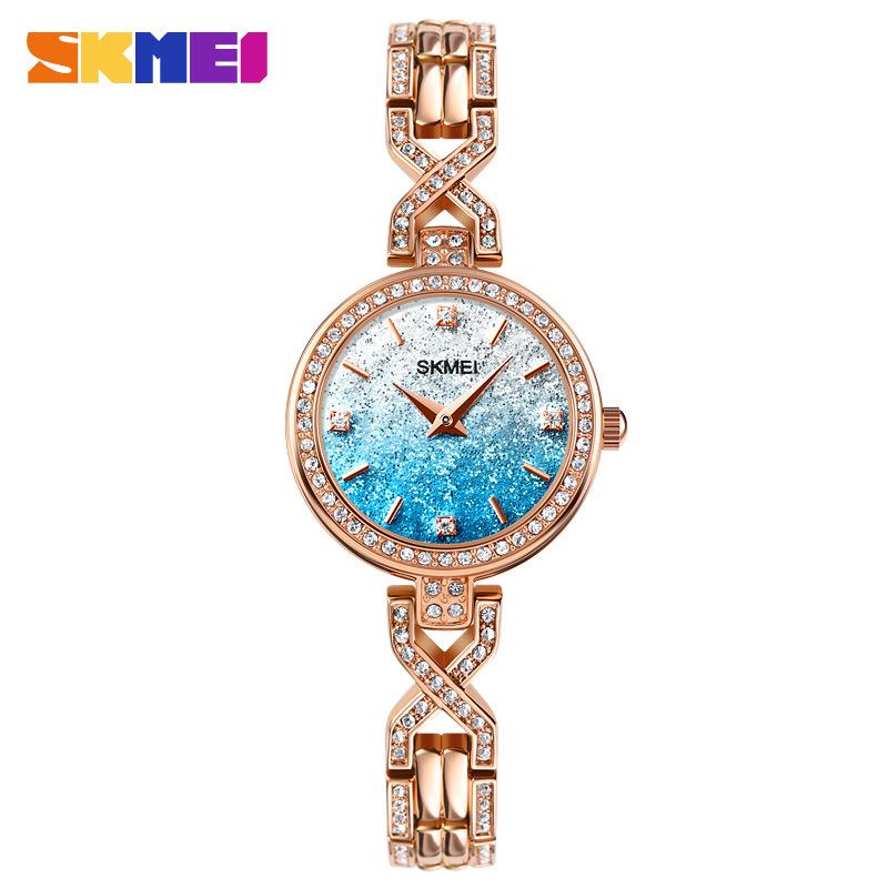 Moment beauty skmei модные инкрустированные бриллиантами красочные звездные женские часы второго класса для электронной коммерции популярные часы для студенток со стальным браслетом
