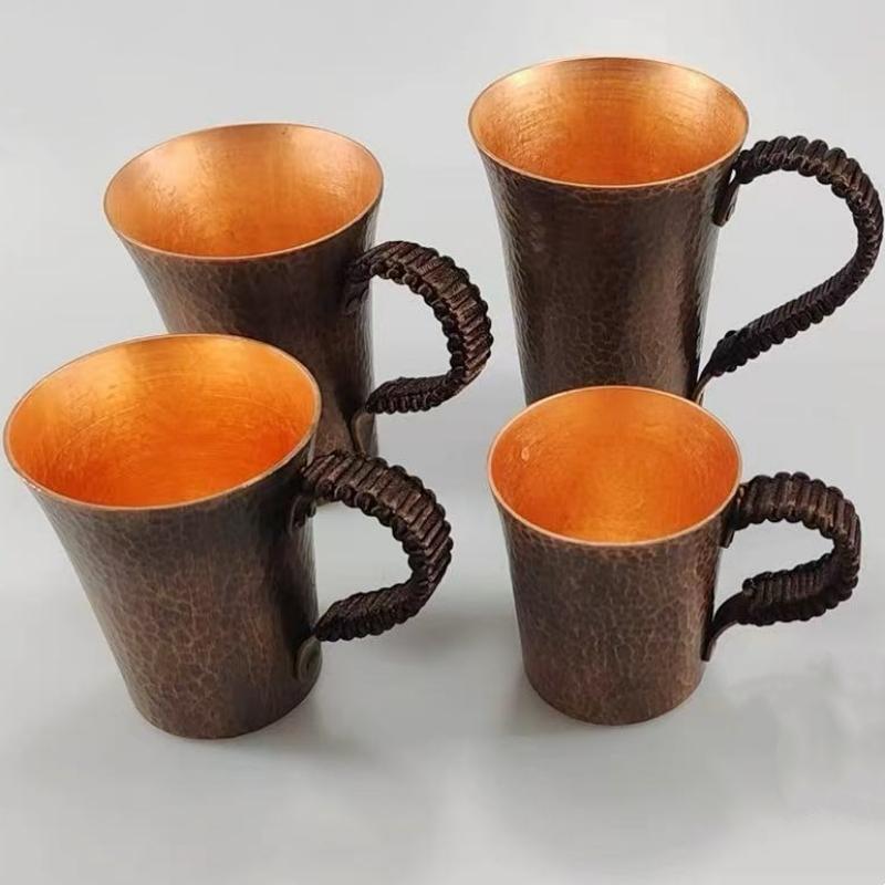Винтажная медная кофейная кружка, кружка Moscow Mule, стакан с молотковой текстурой, плетёной ручкой, 450 мл, пивная кружка, чайная чашка, посуда