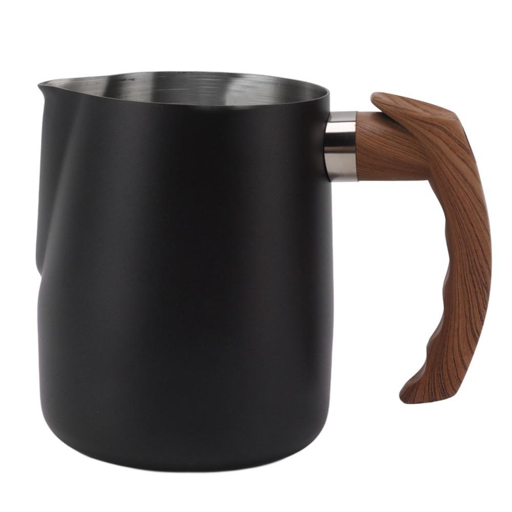 304 Stainless Steel Milk Frothing Cup 600ml Capacity Anti-scald Handle Stainless Steel Frothing Cup Dripless Spout