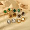 Новые ретро серьги-гвоздики из титановой стали с инкрустацией из натурального камня не выцветают женские серьги из нержавеющей стали