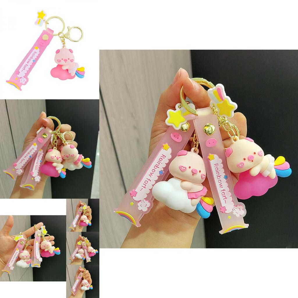Creative Silicone Rainbow Pig Keychain Cute Cartoon Bag Accessory Perfect Gift Idea