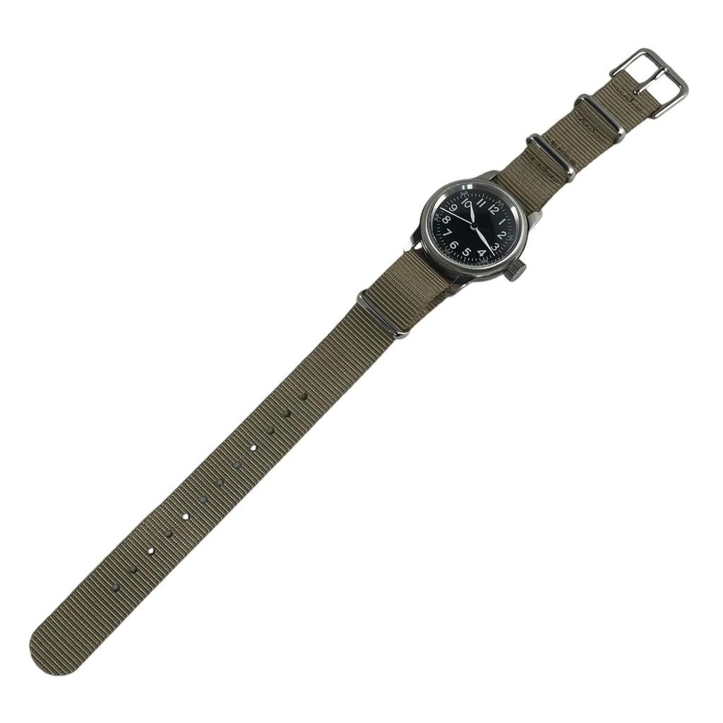 Military Watch TYPE 12H Black Dial Nylon Khaki Color NATO Strap [M.R.M.W.] Men's A-11 (desert Color)