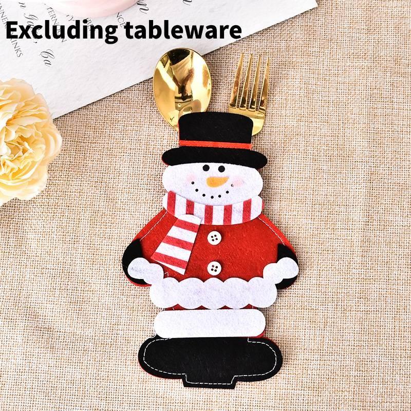 Очаровательные рождественские мешочки для столовых приборов с Санта-Клаусом для праздничного ужина