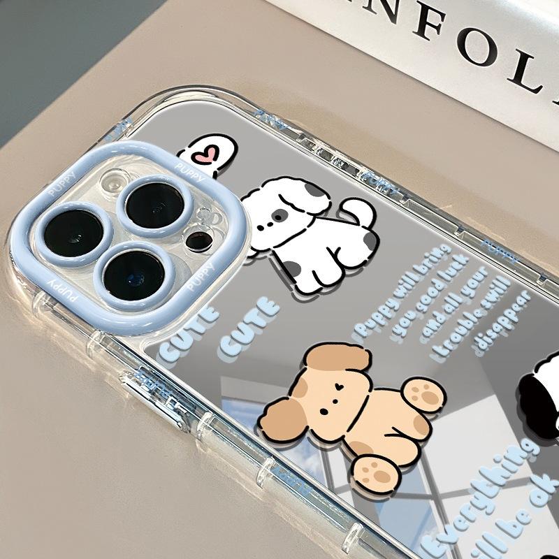 Cute Puppy Suitable for Apple 14 Mobile Phone Case Fun Niche Iphone16promax Women 11 Mirror 15plus
