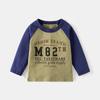 Kids Letter Raglan Sleeve T-shirt Spring and Autumn Boys' round Neck Car Bottoming Shirt Children Casual Long Sleeves Tops