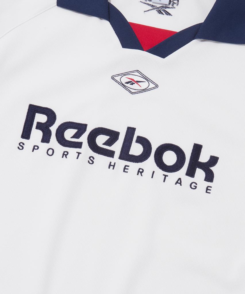 REEBOK Side Color Block Waffle Collar T-Shirt - Off White