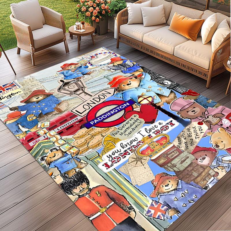 Paddington Bear Print Rug, Washable Floor Carpet, For Entryway Dorm Laundry Room Office Study, Home Decor Birthday Christmas Gift