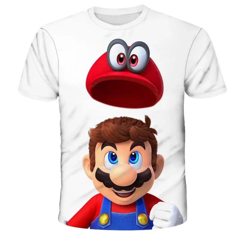 MINISO Child Game Super Mario Bros T Shirt Kids Boy Cartoon Clothes Tops Tees Boys T-shirt Luigi Mario T-shirts Children's Short Sleeve