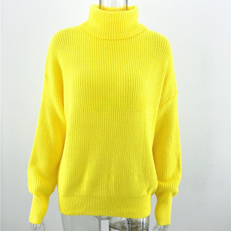 IHUASU Женский осенне-зимний свободный свитер с высоким воротом, однотонный свитер большого размера