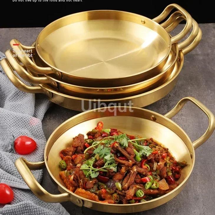 Нержавеющая сталь золото золотой Рисоварка для морепродуктов Домашняя кулинария Сковорода для паэльи Пикниковые тарелки для закусок Посуда Сотейник Сухие горшки с ручкой