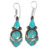 Tibetan Turquoise Coral Red Earrings Nepali Tribal 12gms 1.5" 1.6" Chunky Gift
