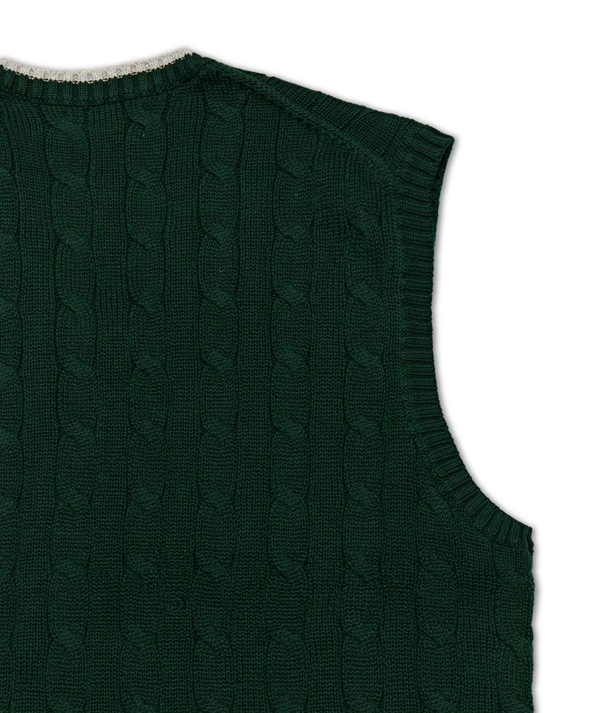 POLO RALPH LAUREN Cable Knit Cotton Sweater Vest - Green