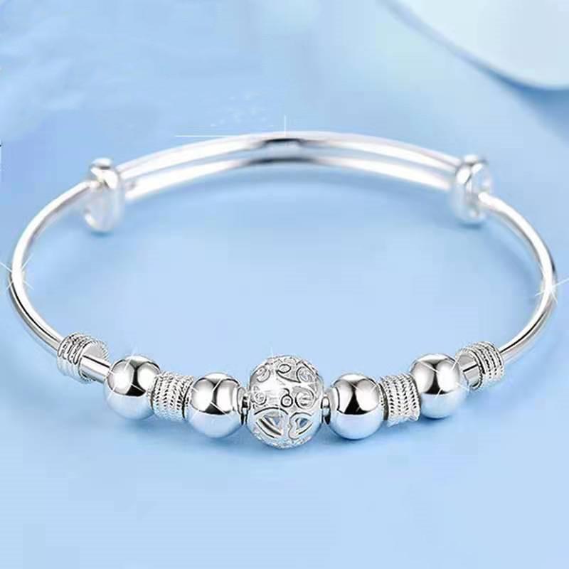 Charm 925 Sterling Silver Luxury Bead Bracelet Bracelet Cute Feminine Fashion Party Wedding Jewelry With Adjustable