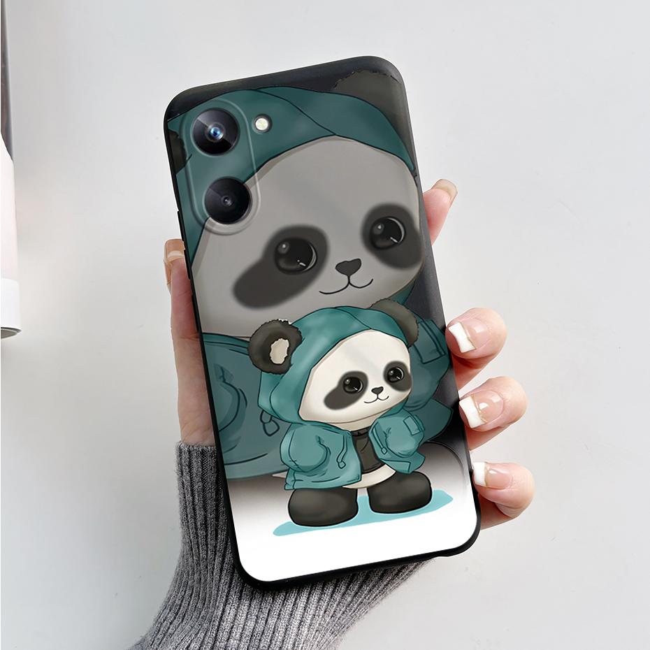 Чехол для телефона Oppo Realme 10 Pro+ Realme 10 Pro Plus 4G 5G Милый Панда Силиконовый Матовый Чехол Для Realme10 Pro+ Realme 10Pro+ Чехол