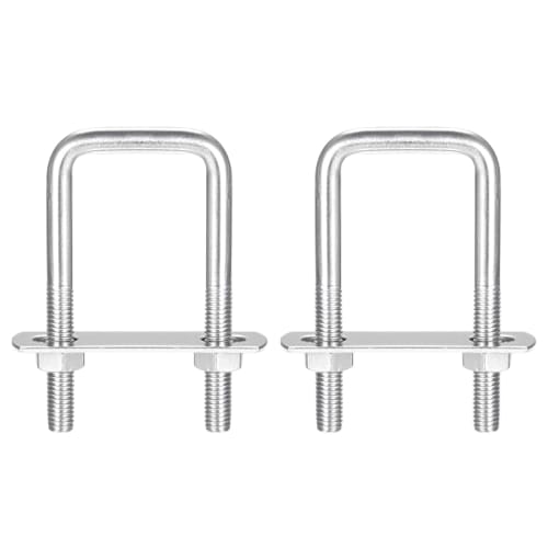 PLEAVIT Carport Pillar Fixing Brackets, U-Bolts, Square Bolts, Stainless Steel, M8x100mmx140mm, 2 Pieces