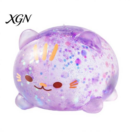 Stress Sugar Ball 1/2/3Pcs Mini Cat Squeeze Toy Relief Clear Glitter Kitten TPR Sensory Decompression Fidget Party Favors