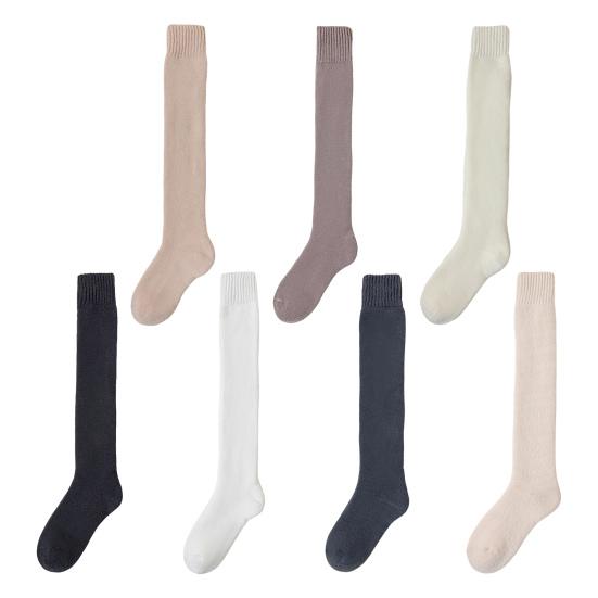 1 пара женских зимних носков выше колена, противоскользящие шерстяные однотонные теплые утолщенные чулки, теплые носки для разных случаев