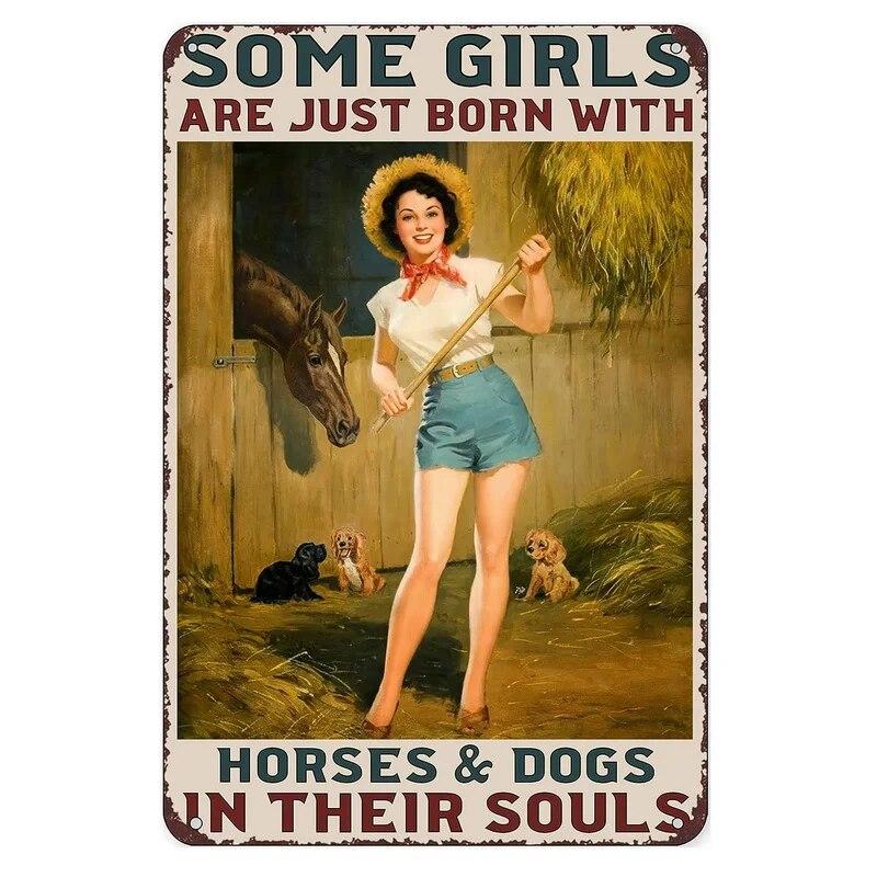 Retro Horse Make Me Happy Metal Tin Signs Vintage Posters for Garage Game Room Bar Man Cave Cafe Office Home Wall Decor Gift