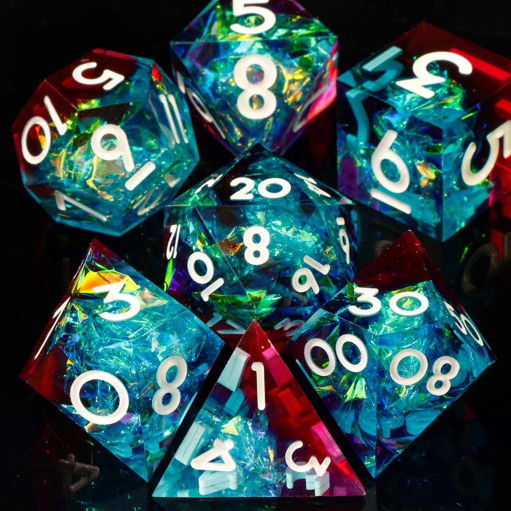 Набор кубиков из смолы с острыми краями ручной работы для TRPG, набор многогранных кубиков для подземелий и драконов, кубики из смолы D+D для настольных игр