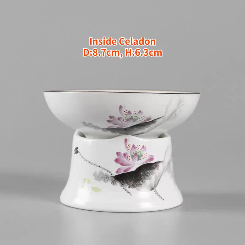 Chinese Tea Set Accessory, Tea Filter, Matte White Ceramic Strainer, Creative Lotus Infuser, Cup Funnel and Stand Set, Teaware