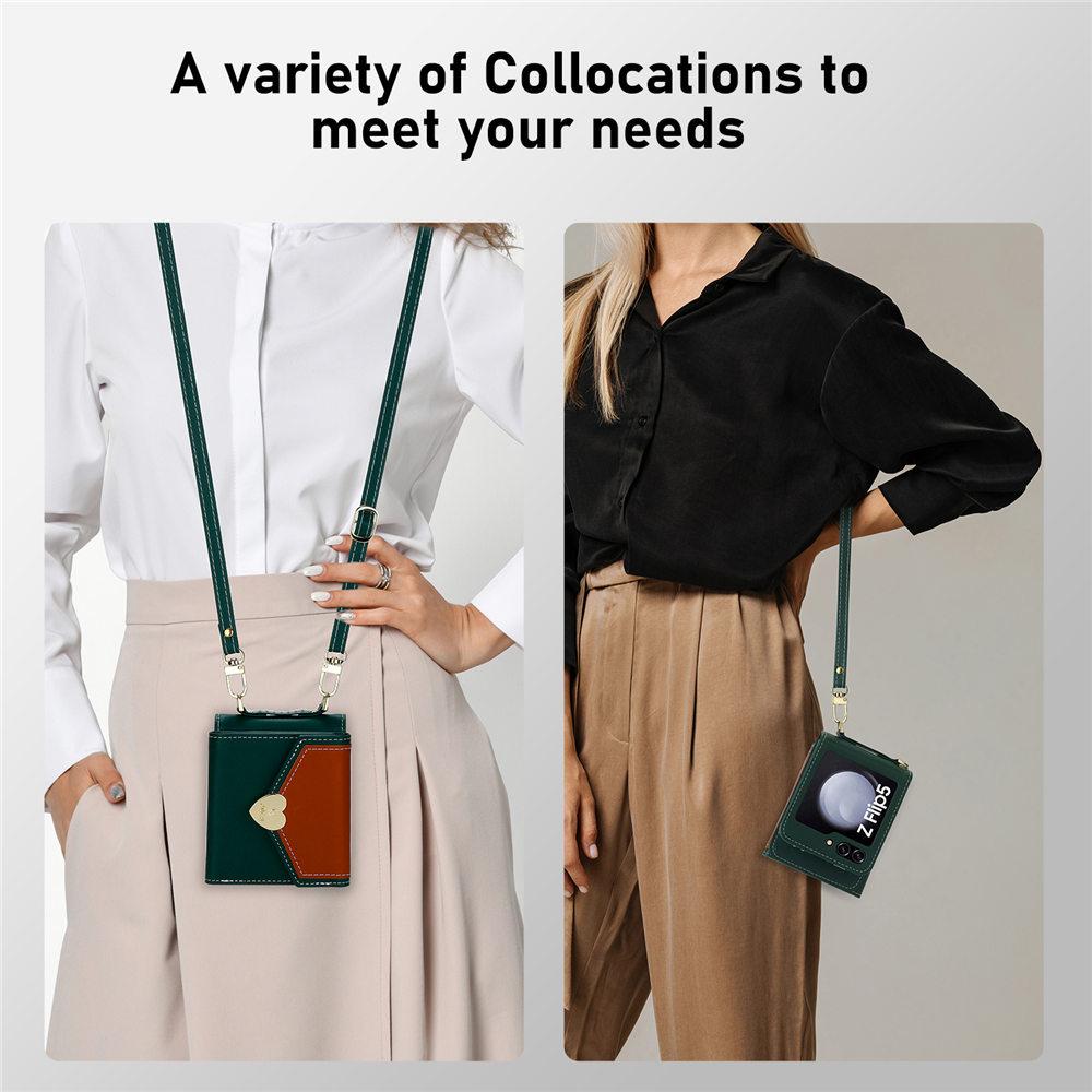 Чехол для Galaxy Z Flip 6 Двухцветный Любовное Сердце Кроссбоди Кошелек Отделение для Карт Чехол для Samsung Galazy Z Flip 5 Flip 6 4 3 Крышка