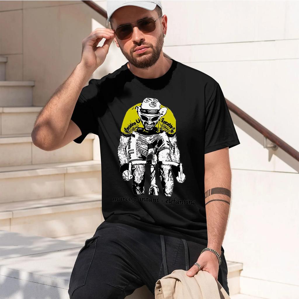 marco pantani elefantino heavyweight retro printed pattern fun round neck T-shirt for daily com