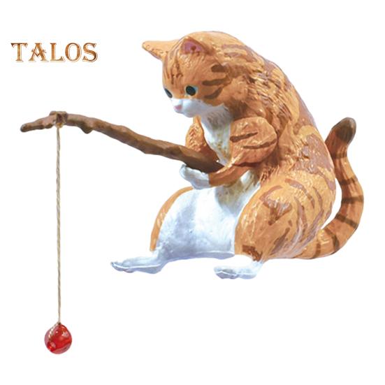 Рыболовная фигурка кота, статуэтка из смолы, мультяшный котенок, скульптура животного, домашний офис, настольный аквариум, украшение для аквариума