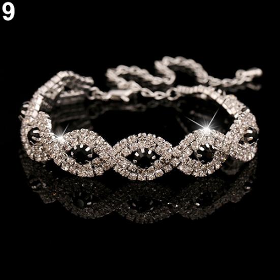 Women's Elegant Wedding Banquet Bangle Cocktail Party Rhinestone Bracelet