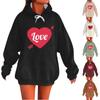 LOVE Women's Fashion Casual Long-sleeved Pullover Hooded Valentine's Day Printed Hoodie Top