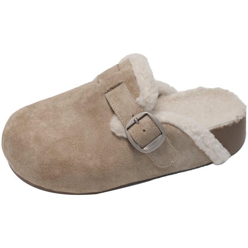 Retro Velvet Lazy Versatile Warm Cotton Slippers 2025 Autumn and Winter Fluffy Slippers Women's Fashion New