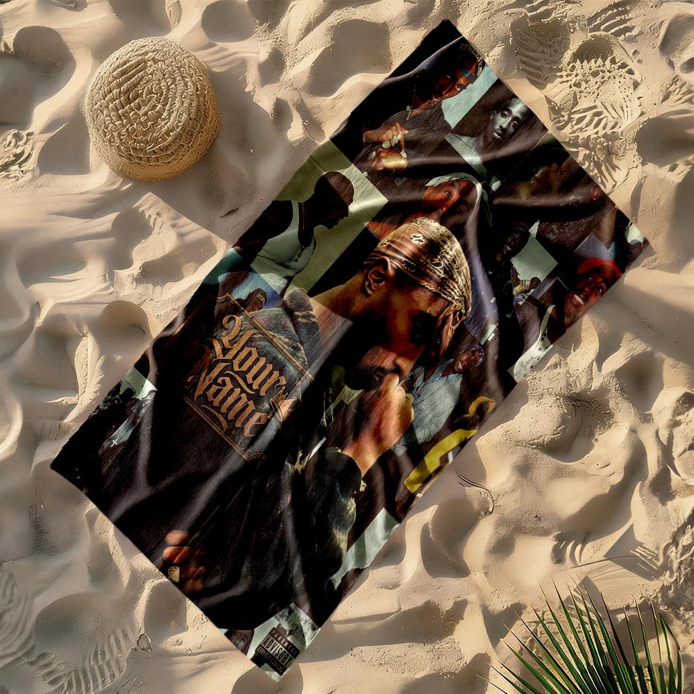 2pac Customize Text Beach Towel Super Soft & Absorbent Suitable for Sports Travel Swimming Yoga Bathroom Beach And Pool