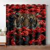 Leopard Flower Window Curtain Living Room Tiger Block Out Curtains For Bedroom Dorm Wild Lion Rose Aesthetic Home Decor 2 Panels