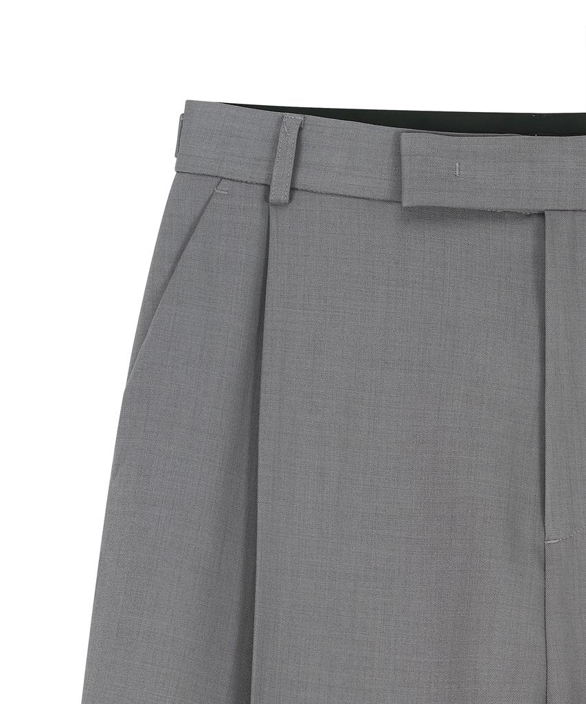 NOIRER 80S Classic One-Pleat Wide Slacks (Gray)