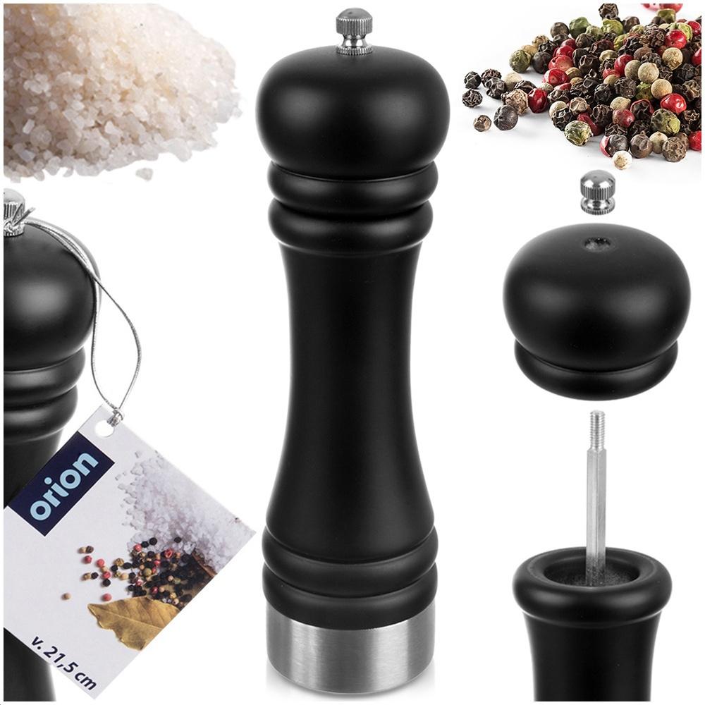 Black wooden pepper and salt mill 21.5 cm