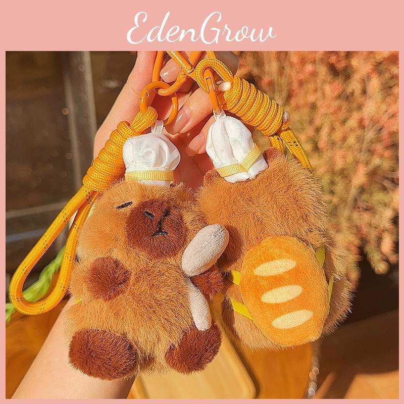 Plush Keychain Capybara Baking Wearing A Chefs Hat Toast Design Gift For