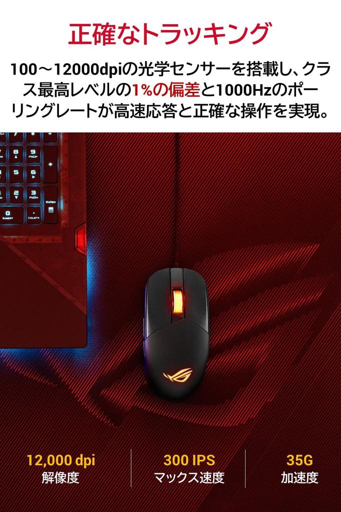 Игровая мышь ASUS ROG Strix Impact III 59 г симметричная проводная USB сменный переключатель ROG микропереключатель ROG паракорд PTFE подошва для мыши (12 000 точек на дюйм /