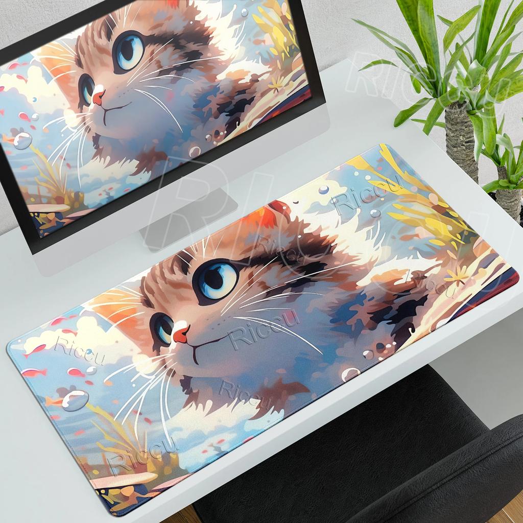 Anime XXL Mouse Pad Gaming Accessories Cartoon The Cat in the Water Keyboard Carpet Gamer Desk Mat Cute Computer Offices PC Rugs