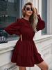 2026 Autumn New Women's Long‑Sleeve Mini Dress Round Neck Puff Sleeve Ruffle Hem A‑Line Short Dress for Casual Daily Outfit