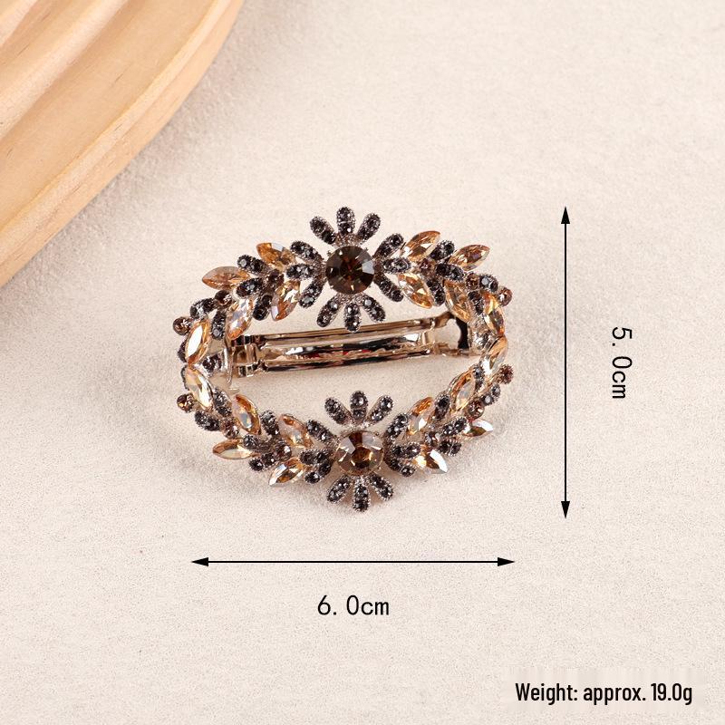 Корейская хрустальная цветочная заколка для волос - Элегантная полая пружинная заколка