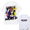 Футболка с принтом One Piece Зоро Луффи Gear 5, хлопковая, унисекс, свободная, с коротким рукавом, летняя, уличная одежда, парно-детская